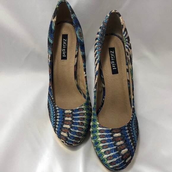 ZIGI GIRL PEACOCK HEELS SIZE 6.5 - Picture 1 of 3